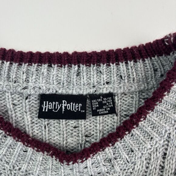 Harry Potter Gryffindor Ribbed Knit Pullover Sweater S Jumper Cosplay Quidditch - Picture 4 of 9